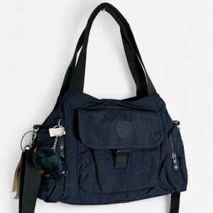 Kipling Felix Large Crossbody Handbag in Navy w/monkey keychain NWT